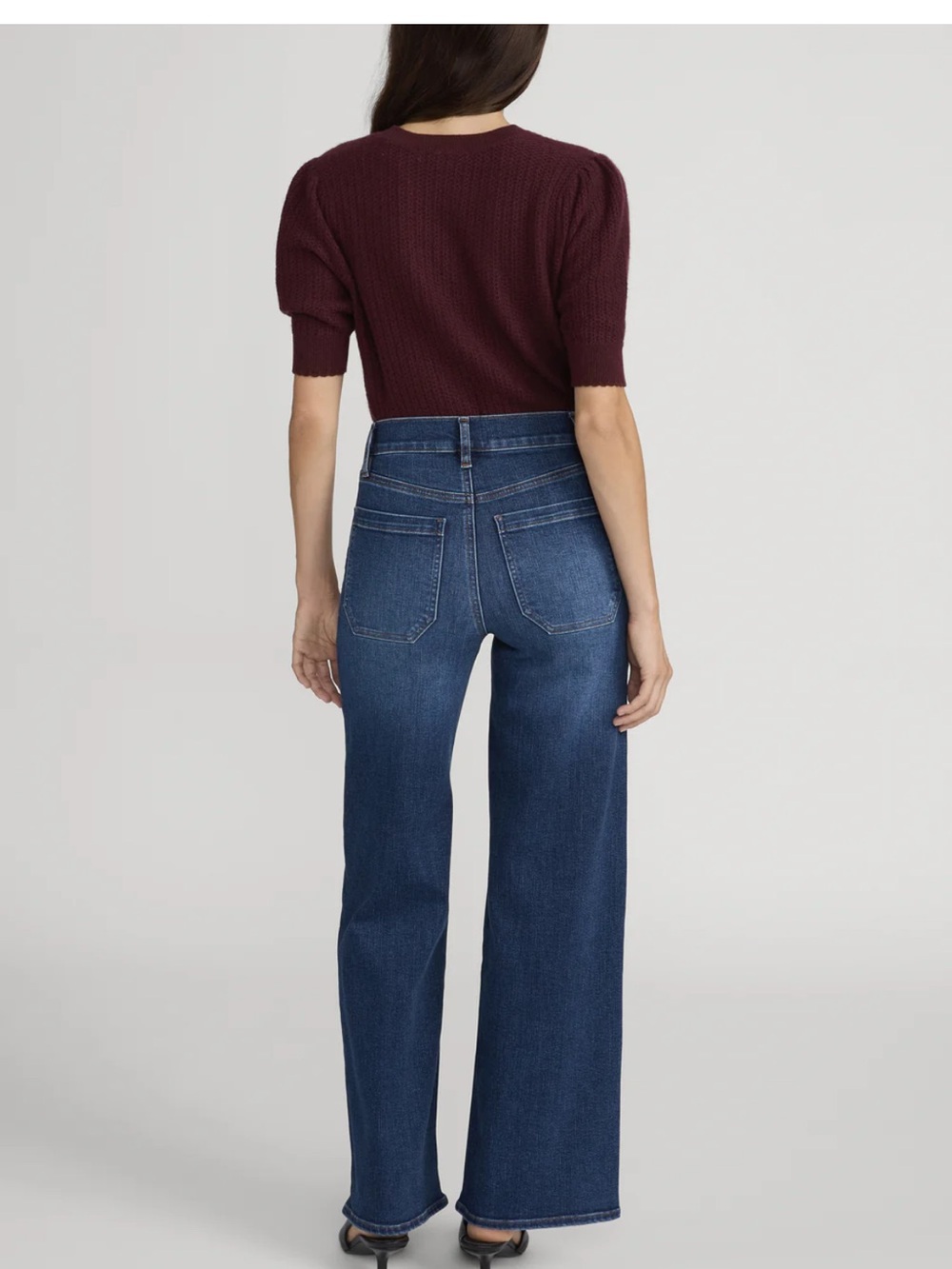 FRAME Le slim palazzo High-Rise Wide-Leg Women’s Jeans - Dark Blue - Picture 3 of 8